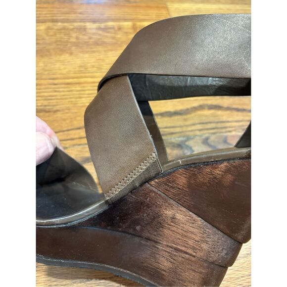 DIANE VON FURSTENBERG Opal Sandal Wedge Wooden Sandal Mink Brown - Picture 10 of 10